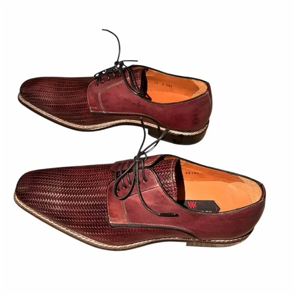 Mezlan Men’s Burgundy Woven Leather Dress Shoes Size 10 Medium - Picture 4 of 5